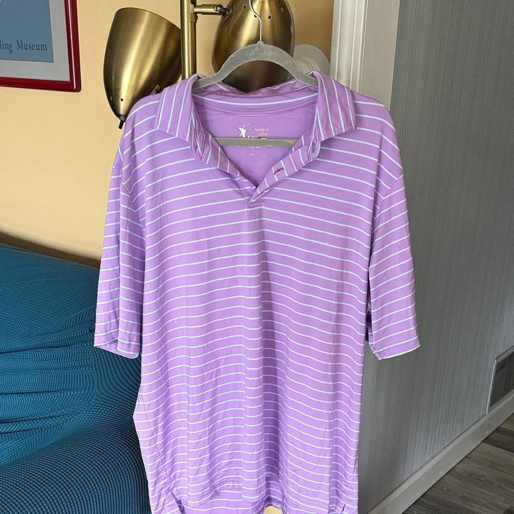 Fairway and Greene Purple Striped Men's Polo
